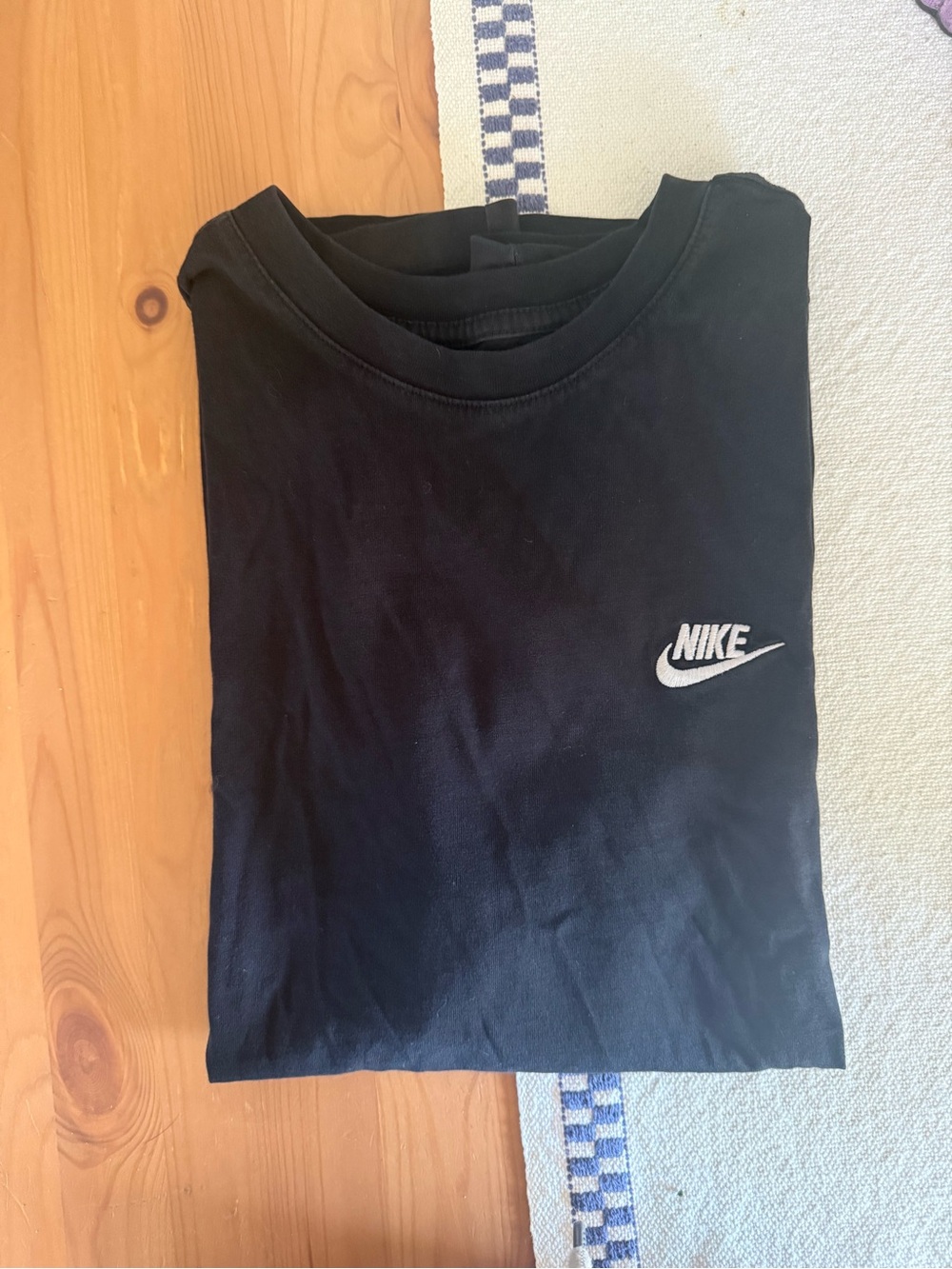 Nike Black Short Sleeve Crew with White Swoosh